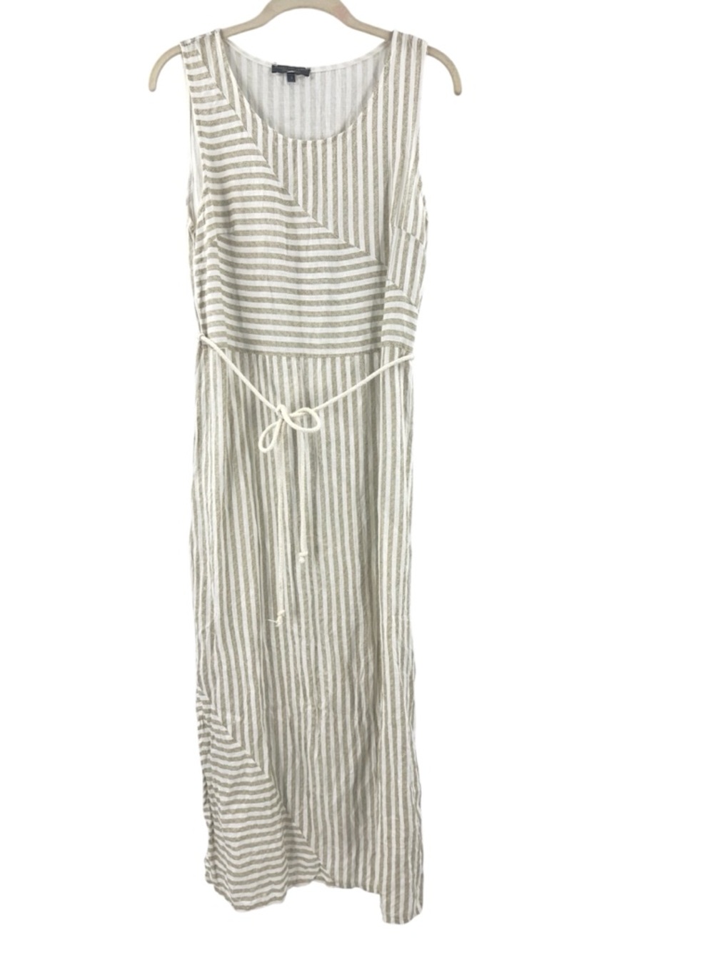 Piazza Del Tempio Linen Maxi Dress Womens Small Striped Coastal Beach Resort